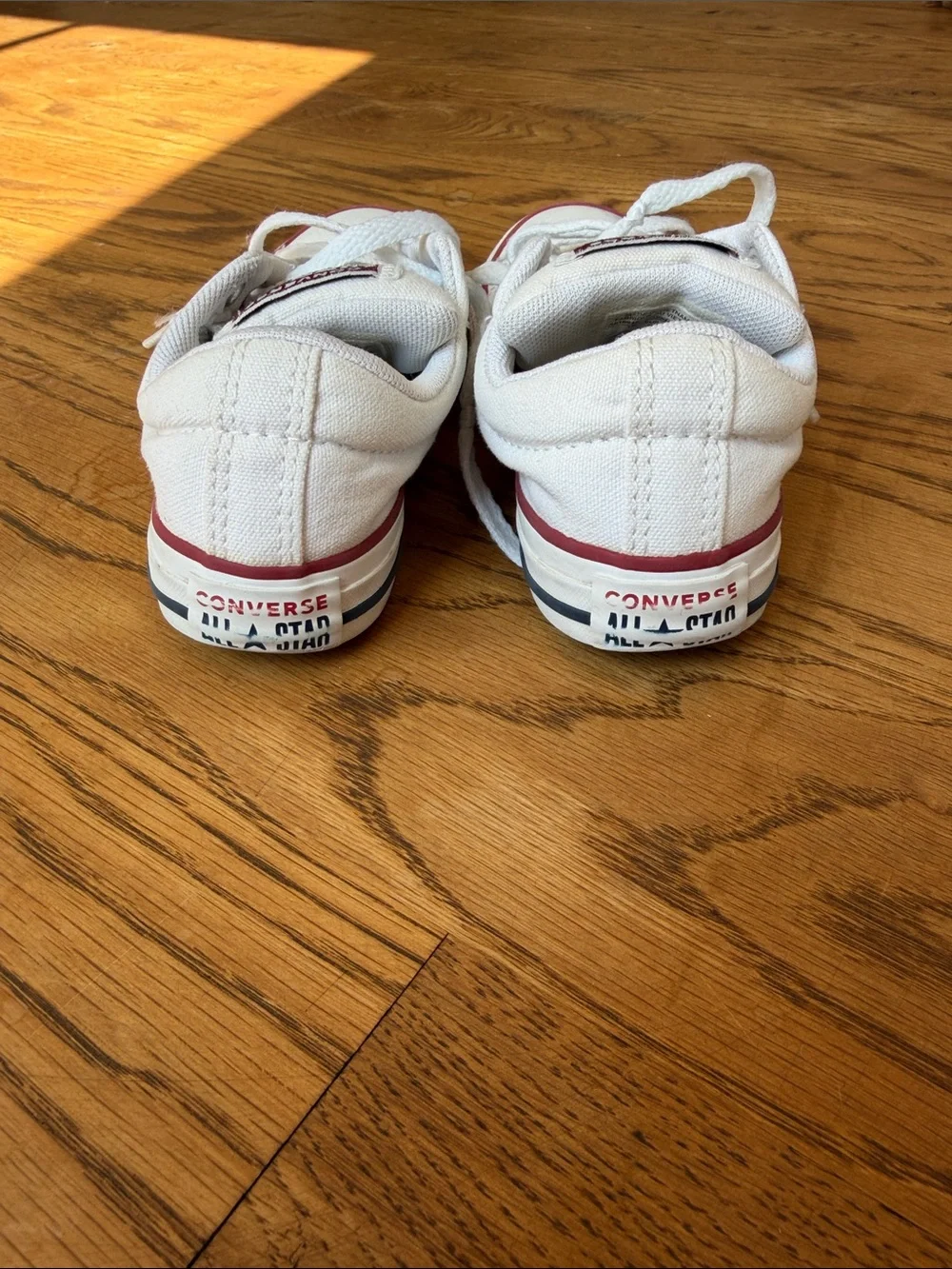 Converse Kids White Sneakers with Red Stripe